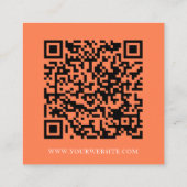 Modern Minimal Social Media QR Code Sinaasappel Vierkante Visitekaartje (Achterkant)
