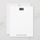Modern Minimal Solid Black White Monogram  Notitiekaartje (Voorkant)