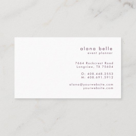 Modern, Minimal & Sophisticated Script Monogram Visitekaartje (Achterkant)