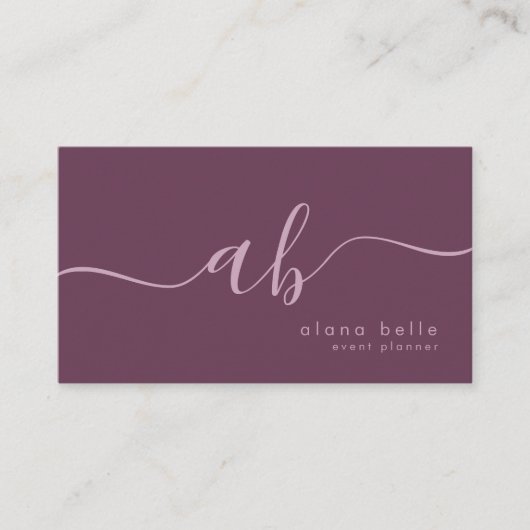 Modern, Minimal & Sophisticated Script Monogram Visitekaartje (Voorkant)