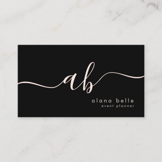 Modern, Minimal & Sophisticated Script Monogram Visitekaartje (Voorkant)