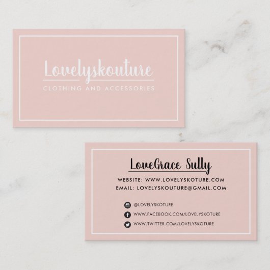 MODERN MINIMAL STIJLVOL eenvoudige border blush ro Visitekaartje (Voorkant / Achterkant)