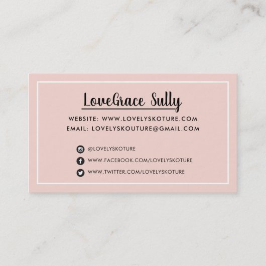 MODERN MINIMAL STIJLVOL eenvoudige border blush ro Visitekaartje (Achterkant)