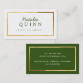 MODERN MINIMAL stijlvolle gouden rand donkergroen Visitekaartje (Voorkant / Achterkant)