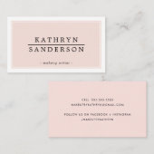 MODERN MINIMAL stijlvolle rand blush roze zwart Visitekaartje (Voorkant / Achterkant)