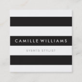 MODERN MINIMAL streep patroon vet zwart wit Vierkante Visitekaartje (Voorkant)