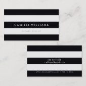 MODERN MINIMAL streep patroon vet zwart wit Visitekaartje (Voorkant / Achterkant)