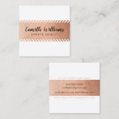 MODERN MINIMAL streeppatroon glam faux roos goud Vierkante Visitekaartje (Voorkant / Achterkant)
