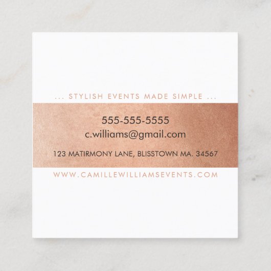 MODERN MINIMAL streeppatroon glam faux roos goud Vierkante Visitekaartje (Achterkant)