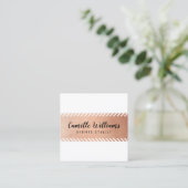 MODERN MINIMAL streeppatroon glam faux roos goud Vierkante Visitekaartje (Staand voorkant)