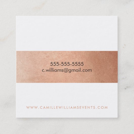 MODERN MINIMAL streeppatroon luxe faux roos goud Vierkante Visitekaartje (Achterkant)