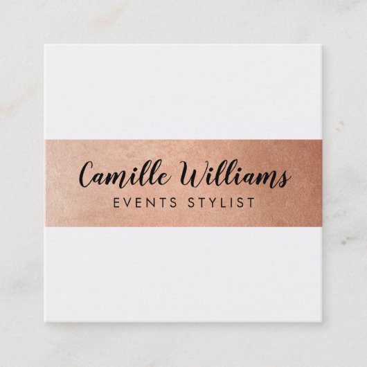 MODERN MINIMAL streeppatroon luxe faux roos goud Vierkante Visitekaartje (Voorkant)