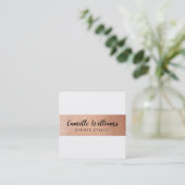 MODERN MINIMAL streeppatroon luxe faux roos goud Vierkante Visitekaartje (Staand voorkant)