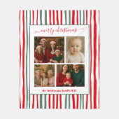 Modern Minimal Stripe family Photo red Christmas Fleece Deken (Voorkant)