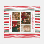 Modern Minimal Stripe family Photo red Christmas Fleece Deken (Voorkant (Horizontaal))