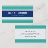 MODERN MINIMAL STRIPE jade groen marineblauw wit Visitekaartje (Voorkant / Achterkant)