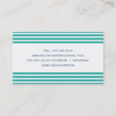 MODERN MINIMAL STRIPE jade groen marineblauw wit Visitekaartje (Achterkant)