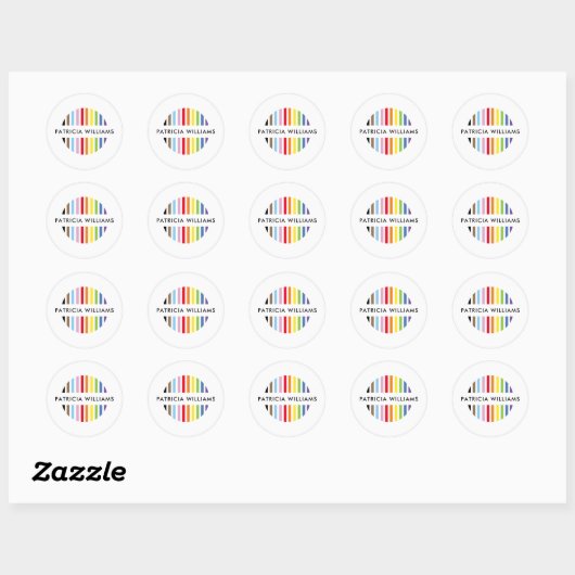 MODERN MINIMAL stripe logo rainbow pride LGBTQ Ronde Sticker (Vel)