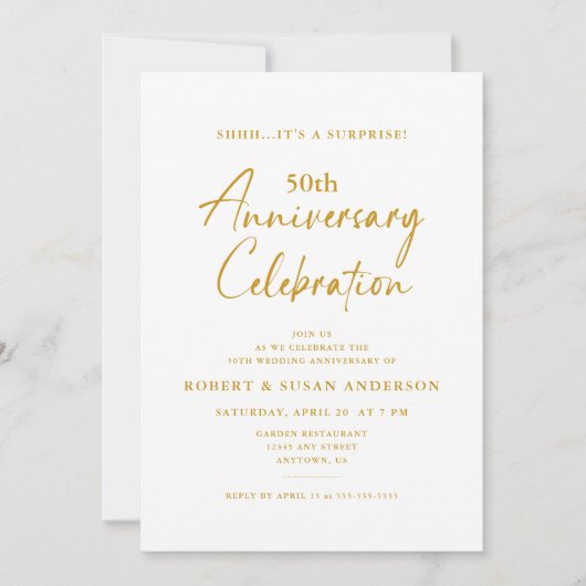 Modern Minimal Surprise 50e bruiloft Jubileum Kaart (Voorkant)