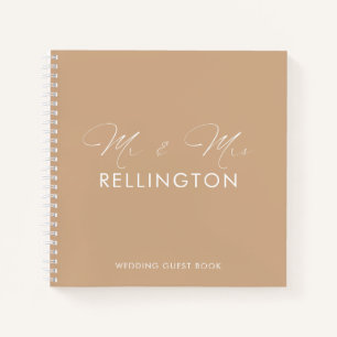 Modern Minimal Taupe Wedding Guest Book Notitieboek