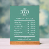 Modern Minimal Teal Green Business Opening Hours Acryl Bord (Neutraal)