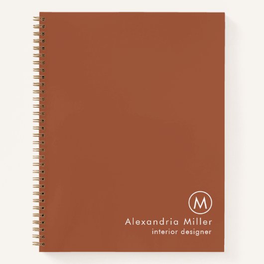 Modern Minimal Terracotta Monogram Notitieboek (Voorkant)