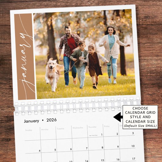 Modern Minimal Terracotta One Photo Family Kalender