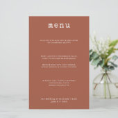 Modern Minimal Terracotta Type writer Wedding Menu (Staand voorkant)