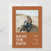 Modern Minimal Terracotta Typography Photo Wedding Save The Date (Voorkant)