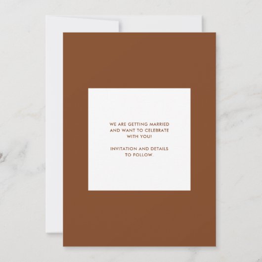 Modern Minimal Terracotta Typography Photo Wedding Save The Date (Achterkant)