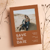 Modern Minimal Terracotta Typography Photo Wedding Save The Date