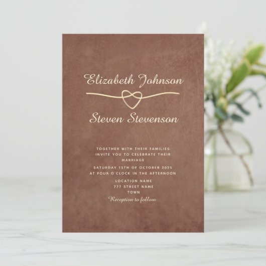 Modern Minimal Terracotta Wedding Kaart (Staand voorkant)