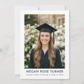 Modern Minimal Three Photo Graduation Party Kaart (Voorkant)