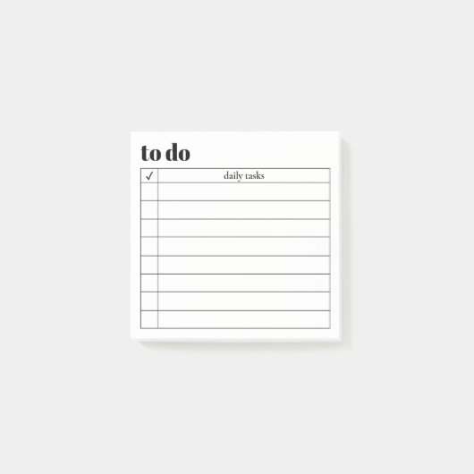 Modern Minimal To Do List Post-It® Notes, 3" x 3" Notes (Voorkant)