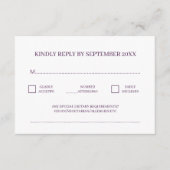 Modern Minimal Traditional Paarse Bruiloft RSVP Informatiekaartje (Voorkant)