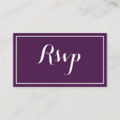 Modern Minimal Traditional Paarse Bruiloft RSVP Informatiekaartje (Achterkant)