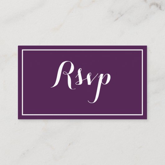 Modern Minimal Traditional Paarse Bruiloft RSVP Informatiekaartje (Achterkant)