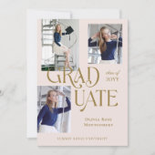 Modern Minimal Trendy Grad Photo Collage Graduate Aankondiging (Voorkant)