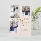 Modern Minimal Trendy Grad Photo Collage Graduate Aankondiging (Staand voorkant)