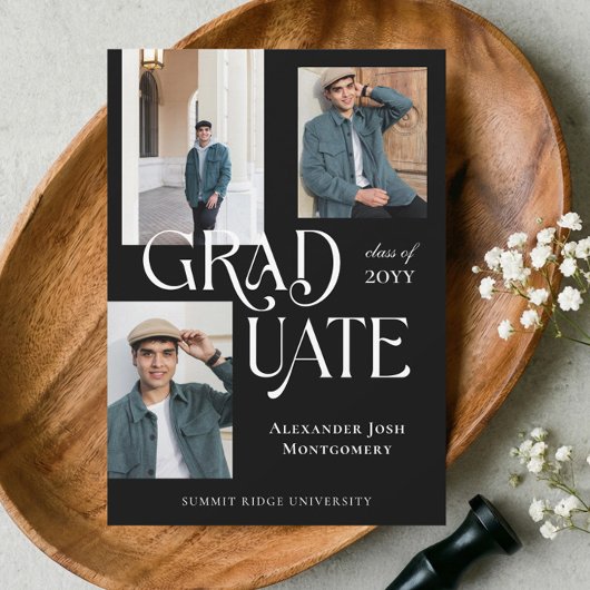 Modern Minimal Trendy Grad Photo Collage Graduate Aankondiging