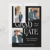 Modern Minimal Trendy Grad Photo Collage Graduate Aankondiging (Voorkant)