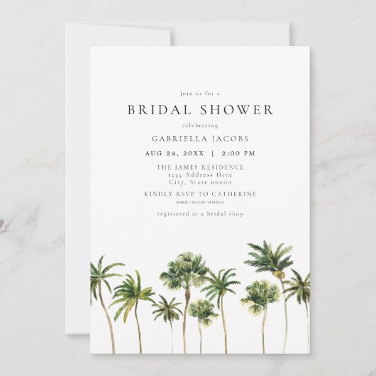 Modern Minimal Tropical Beach Palm Vrijgezellenfee Kaart (Voorkant)