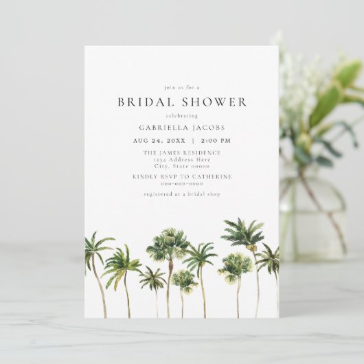 Modern Minimal Tropical Beach Palm Vrijgezellenfee Kaart (Staand voorkant)