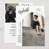 Modern Minimal Twee Foto Afstuderen Uitnodiging (Voorkant / Achterkant)