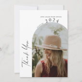 Modern Minimal Twee Foto Kalligrafie Afstuderen Bedankkaart (Voorkant)