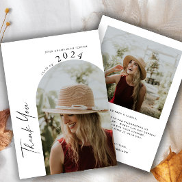 Modern Minimal Twee Foto Kalligrafie Afstuderen Bedankkaart