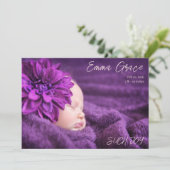 Modern Minimal Two Photo Birth Announcement Aankondiging (Staand voorkant)