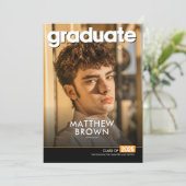 Modern Minimal Two Photo Graduation Party Kaart (Staand voorkant)