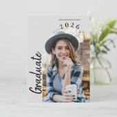 Modern Minimal Two Photo Graduation Party Kaart (Staand voorkant)