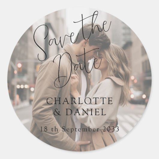 Modern, Minimal, Typography, 1 Photo Ronde Sticker (Voorkant)